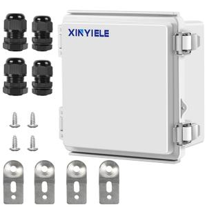 Waterproof Outdoor Project ABS Plastic Junction Box IP67 Weatherproof Dustproof Enclosure with Hinged Cover, Mounting Plate,Wall Brackets for Power Project (5.9"X5.9"X3.5")