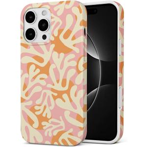 Case Compatible with iPhone 16 Pro, Trendy Abstract Pattern Aesthetic Phone Case for Women Girls Orange Shockproof Protective Phone Cover - Abstract Style