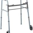 Medline Lightweight Junior/Lower Height Folding Walker with 5” Wheels