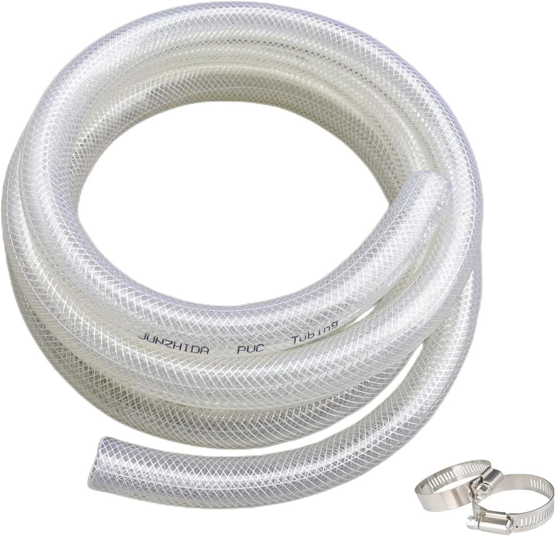 1" ID x 1 19/64" OD - 50 Ft High Pressure Braided Clear PVC Vinyl Tubing Flexible Vinyl Tube, Heavy Duty Reinforced Vinyl Hose Tubing, BPA Free and Non Toxic