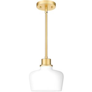 Emak Modern Pendant Lights Kitchen Island, 8 Inch Gold Pendant Light with Milk Glass Shade, Hanging Light Fixture for Kitchen Island, Dining Room, Bathroom, Bedroom, PL122-GD-ML