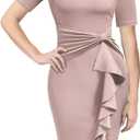 AISIZE Women's 50s Vintage Ruffle Peplum Cocktail Pencil Knee Dress