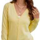 JMSHIHUA Women's Long Sleeve V Neck Button Down Knit Cardigan Classic Solid Sweaters at Amazon Womens Clothing store