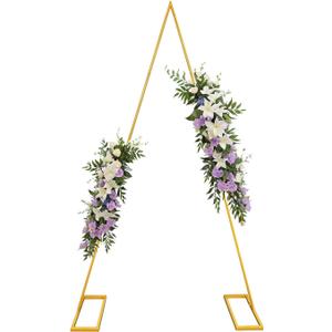 Gold Triangular Balloon Arch Stand Metal Wedding Arch Backdrop Stand Arched Backdrop Frame for Baby Shower,Valentine,Graduation Ceremony Decoration