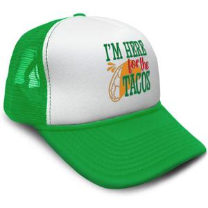 Speedy Pros Trucker Hat I'm Here for The Tacos Snapback Baseball Cap for Men & Women (Kelly Green Design Only)