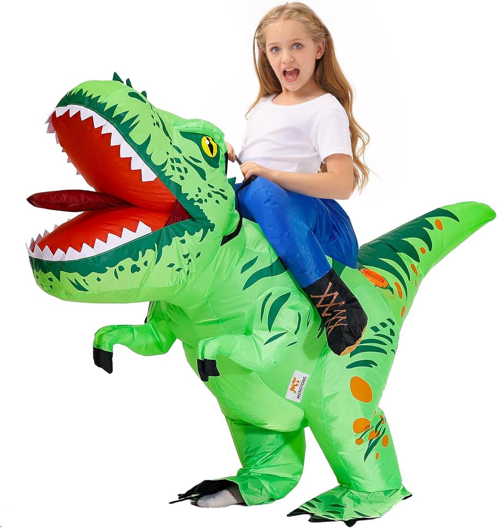 MT MENGTONG Inflatable Dinosaur Costume Kids Riding T Rex Blow up Halloween Costume Funny Party for Boys/Girls (7-10Y)