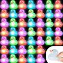 Deekin 48 Pcs LED Light Up Rubber Duck 2'' Mix Color Cute Small Ducks Glow Toy for Duck Birthday Party Baby Shower Supplies Party Favors Decor Creative Gift Classroom Prizes (Clear)