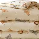 2PCS Toddler Bedding Set, Ultra Soft Marshmallow Fluffy Comforter Bed Sets for Kids Boys Girls Infant, Cute Microfiber Lightweight Machine Washable All Seasons Bedroom (Wildlife Park)