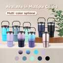 20oz Tumbler with Handle and Flip Straw Lid Double Wall Insulated Travel Coffee Mug Stainless Steel Vacuum Coffee Tumbler Cup for Hot and Cold Drinks Leak-proof&BPA-free20oz,Light purple Navy blue