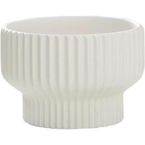 flower pot pot planters pot garden pot Simple ceramic flowerpot green plant horticultural planting circular pot vertical striped flowerpot Ceramic Flower Pot For Home Use Exquisite Light Luxury (15cm*10cm, White)