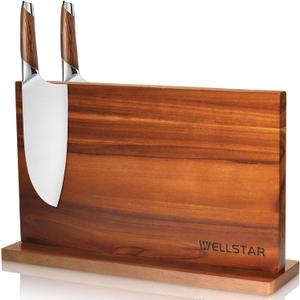 Modern Acacia Magnetic Knife Block Holder 16 x 10 Inches, Extra Large Dual-Sided Strong Magnet Wood knives Stand, Luxurious Kitchen Counter Rack Organizer for a Stable and Stylish Cutlery Display