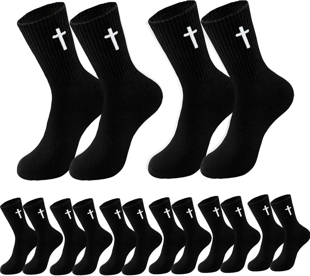8 pair Christian cross socks prayer stockings suitable for husband, wife, family, birthday Christmas Easter gift
