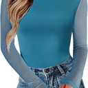 Avidlove Women Long Sleeve Body Suits Mesh Boat Neck Shapewear Bodysuit Crew Neck Leotards Going Out Tops Fall Outfits (Large, Deep Blue)