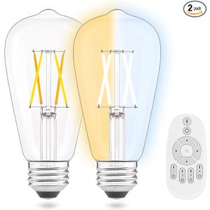 AIELIT Vintage Remote Control LED Edison Light Bulbs E26 Standard Base Dimmable 4Watt(40W Equivalent) Adjustable Color Temperature (2700K 5000K) No App or WiFi Required Remote Included 2 Pack