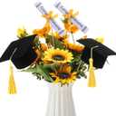 Breling 12 Pcs Black and Gold Graduation Centerpiece Sticks Felt Graduation Scroll Diploma and Grad Cap with Tassel Decor 2026 Table Toppers Centerpiece Party Supplies for Grad Party Decorations