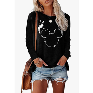 Magic Kingdom Castle Shirt Casual Vacation Holiday Long Sleeve Shirts for Women Fairy Cute Tops, Large