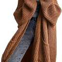Women's Long Cardigan Sweaters Open Front Oversized Duster with Pocket for Women 2025 Fall Winter Knit Design Coats (Rust, Coffee)
