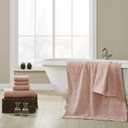 Modern Threads 6 Piece Cotton Bath Towel Set Ultra Soft 550 GSM Towels Bathroom Set with Hand Towels and Washcloths Geometric (Blush)