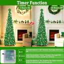 Timer & Shamrock - St Patricks Day Decorations, 5Ft Lighted St Patricks Day Tree with 50 LED Warm Lights 12 Balls Ornaments Battery Operated Pop Up Tinsel Collapsible Tree for Home Porch Office Party