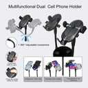 JINKEY Dual Cup Holder Phone Mount for Car2-in-1 Adjustable Gooseneck Cradle with 360 Rotation Heavy Duty Universal Automobile Stand for Most 4"-6.7" i-Phone Mobile-Phone Holder