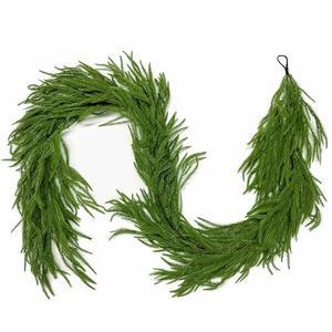 Senjie Christmas Garland Norfolk Pine Garland Real Touch Artificial Greenery Garland for Mantle Fireplace Table Indoor Outdoor Holiday Decortions 6FT 2PCS