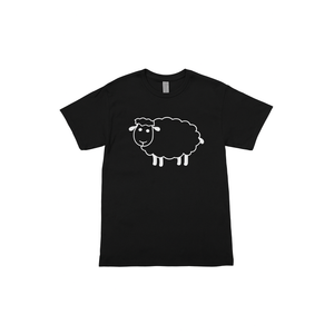 Port Company Unisex Black T-Shirt with Cute Sheep Graphic – Size M