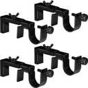 4 Pack Adjustable Curtain Rod Bracket Attachment for Outside Mounted Blinds,Fit for 1.3 - 2 inches Wide Track,No Drill Curtain Rod Holder for Externally Mounted Blinds Drapery Rods (Black)