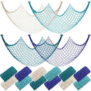 12 Pack Decorative Fish Netting for Party 80 x 40 Inch Natural Cotton Fish Net Decorations for Pirate Ocean Under The Sea Hawaiian Mermaid Party Picture Wall Hanging Decoration(Novel Color)