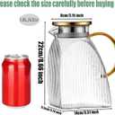 Water Pitcher Glass for Fridge, for 1.8L/63oz Fridge Door with Stainless Steel Lid, High Borosilicate Glass Carafe Pitcher for Hot or Cold Homemade Drinks