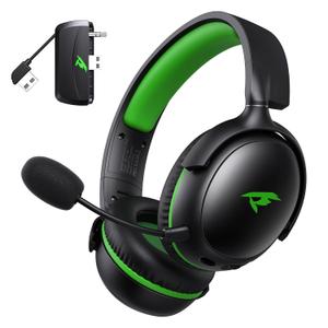 Wireless Gaming Headset for XBOX Series X|S|One, PC, PS5, PS4, Mac, Switch, Gaming Headphones with 2.4GHz, Bluetooth 5.4, 53MM 3D Stereo Sound, 60H Battery, Detachable Noise Canceling Mic, 3.5mm Wired (Black-Green)