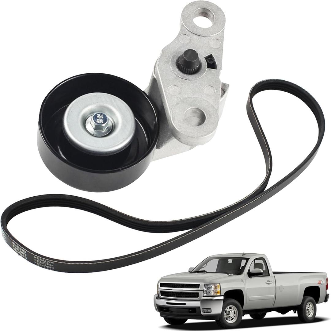 Car A/C Serpentine Drive Belt Tensioner Kit 90K-38159 Compatible with 1999-2008 Cadillac Escalade Chevrolet Avalanche Silverado Express GMC Sierra H2 Replaces 19311139 38159 ACK040378HD