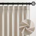 96 Inches Long Pleated Sheer Curtains,Oatmeal Linen Blended Light Filtering Window Curtains 96 Length 2 Panels for Living Room Bedroom Pinch Pleat Drapes with Hooks 2 Panels 40" Wx96 L,Light Camel