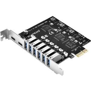 ELUTENG PCIE USB 3.2 Card 8 Ports PCI Expree to USB C Expansion Card Superspeed 6 USB and 2 Type C PCI-e USB3 Hub Controller Adapter 3 Independent Power Module