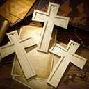 Beeveer 24 Pcs Unfinished Wooden Crosses for Crafts 8.9 x 6.5 Inch Unpainted Large Blank Wooden Layered Cross for Sunday Crafts DIY Church Home Wall Decoration with String (Classic)
