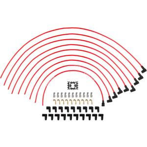 4040C Spark Plug Wire Set- 8mm - Super Stock Universal with Graphite Core - Red Wire with Red 90 Degree Boots