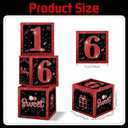 3 Pcs Happy 16th Birthday Decorations Red Black Balloon Box for Boys Girls Sweet 16 Birthday Party Sixteen Year Old Theme Balloons Cardboard Boxes Gift Supplies Table Centerpieces Decor