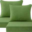 Outdoor Patio Chair Cushions Set, 24" x 24", Set of 2, Water-Repellent, Fade Resistant, Deep Seat Bottom and Back Cushion for Backyard, Couch, Sofa and Patio Furniture, Lawn Green
