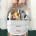 CANITORON Makeup Organizer,Skincare Organizer with 2 Drawers and Brush Storage Box,Cosmetic Display Case for Vanity Organizer and Bathroom Countertop Storage.(White)