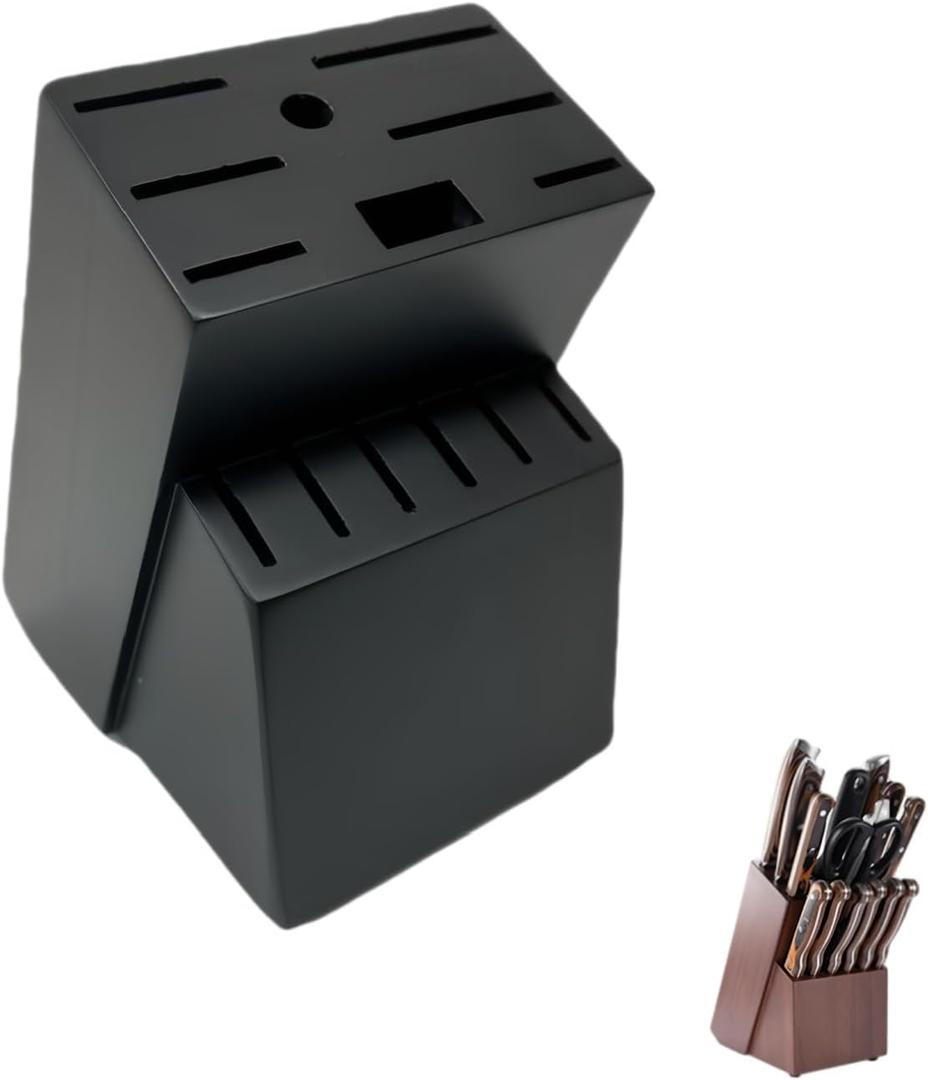 Wooden Kitchen Knife Block Holder, Universal Knife Storage Rack with 6 Slot, Kitchen Counter-Top Organizer for Home Chefs, Cooking Tool Set, Without Knives (black, 14 slot)