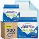 Chucks Pads Disposable [200-Pack] Underpads 23x36 Incontinence Chux Pads Absorbent Fluff Protective Bed Pads, Pee Pads for Babies, Kids, Adults & Elderly | Puppy Pads Large for Training Leak Proof