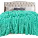 TOONOW Extra Soft Fuzzy Faux Fur Blanket Queen Size 78"x90", Reversible Lightweight Decorative Blankets and Throws Super Soft Cozy Microfiber Fleece Fuzzy Blankets for Couch Bed, Turquoise