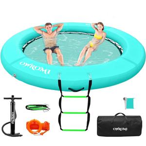 Inflatable Dock Floating Platform, 8FT Inflatable Water Hammock Floating Deck 10FT Round Floating Ring for Adults Tanning Pool Lounger Platform Mat for Beach Lake Party Dock Boat (Mint Green)