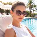 DUCO Oversized Polarized Sunglasses for Women, Trendy Mirrored Shades Retro Square Light Weight UV400 Sun Glasses W016