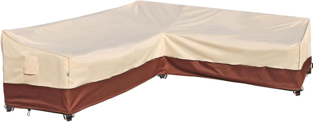 Patio Outdoor Sectional Cover-L-Shaped Patio Furniture Covers Waterproof Rip-Stop Anti-UV 600D Heavy Duty Outdoor Couch with 3 Air Vent Sofa Cover,Right 104''L (83''L) 32''D 31''H