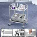 VEVOR Stainless Steel Rolling Cart, 2-Tier Metal Utility Cart with Lockable Wheels, Medical Serving Trolley Clinic Tray, Mobile Service Cart for Hospital, Lab, Restaurant, Kitchen, Salon