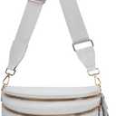 Pure Colour Crossbody Bum Bags for Women Spacious Checkered Cross body Bag Nylon Trendy Fanny Pack for Travel (Light Grey)