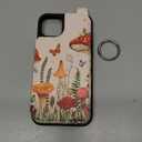 Shorogyt iPhone 14 Plus Folio Wallet Case Phone Cases | Card Holder, Designer Mushroom Frog Pattern, Kickstand, Magnetic Clasp, Back Flip, Leather