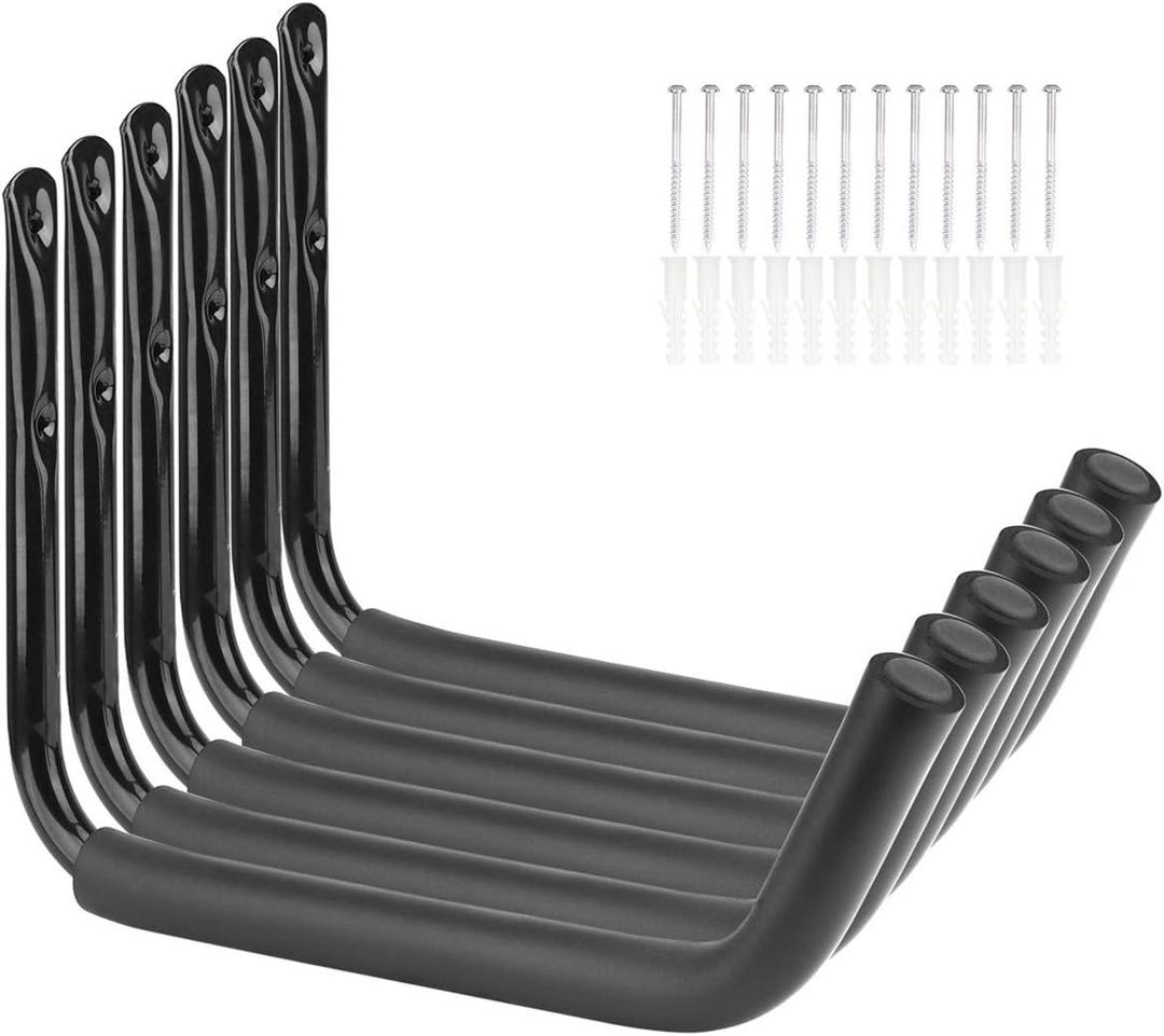 Vahodegn Garage Storage Heavy Duty Hooks, 15-Inch Jumbo Arm Kayak Rack, 6 Pack Wall Mount Canoe Hangers