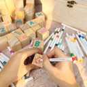 98PCS Baby Shower Games Sign Kit, Baby Shower blocks to decorate - 60 blank wooden blocks(1.5 inches each),36 markers ,a baby shower sign and wooden Storage Box,fun party favors