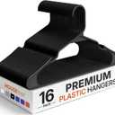 HOUSE DAY Plastic Hangers 16 Pack - Adult Clothes Hangers Black - Space Saving, Non-Slip, Durable & Sturdy Hanger with Shoulder Grooves for Closet, Perfect Slim Coat Hanger - Ganchos para Colgar Ropa